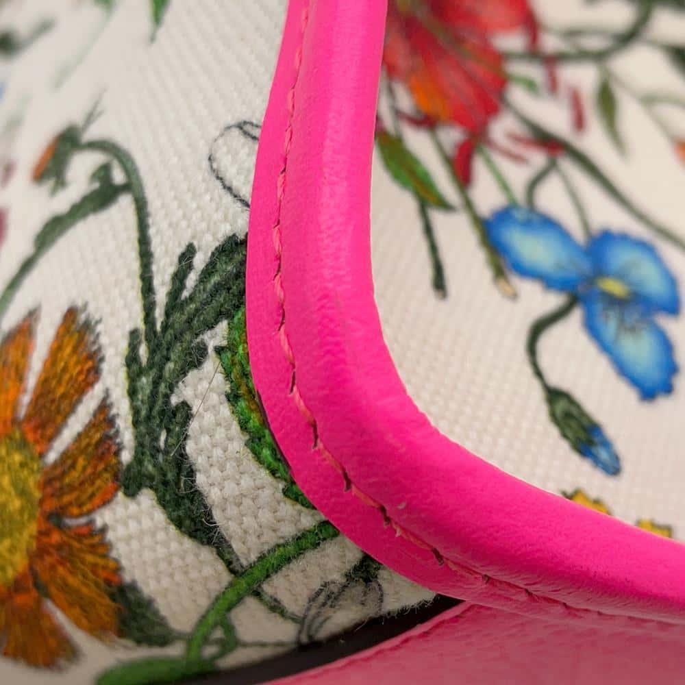 GUCCI Interlocking G Flora 2WAY Shoulder Bag White/Pink 550141 Canvas Leather
