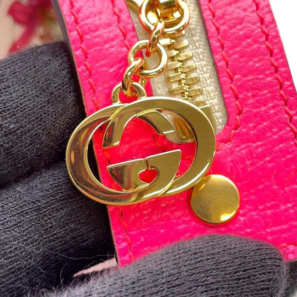 GUCCI Interlocking G Flora 2WAY Shoulder Bag White/Pink 550141 Canvas Leather