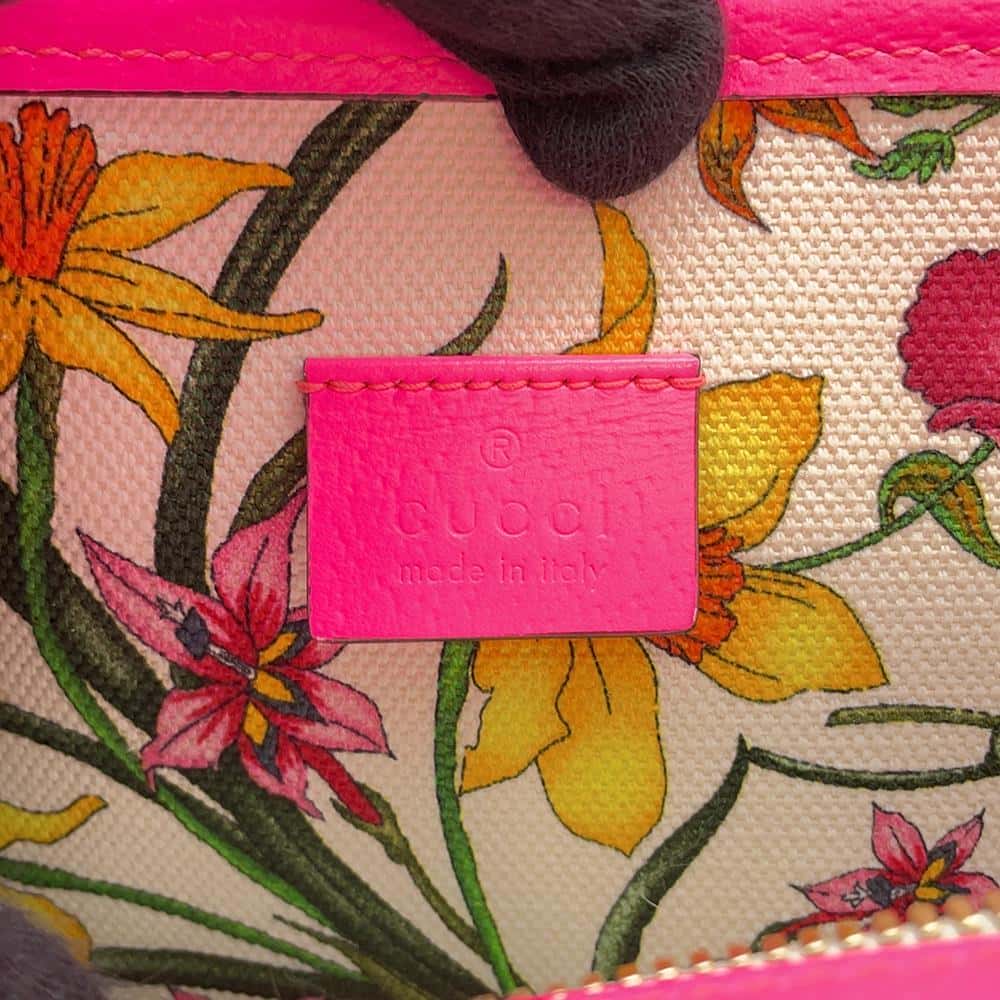 GUCCI Interlocking G Flora 2WAY Shoulder Bag White/Pink 550141 Canvas Leather