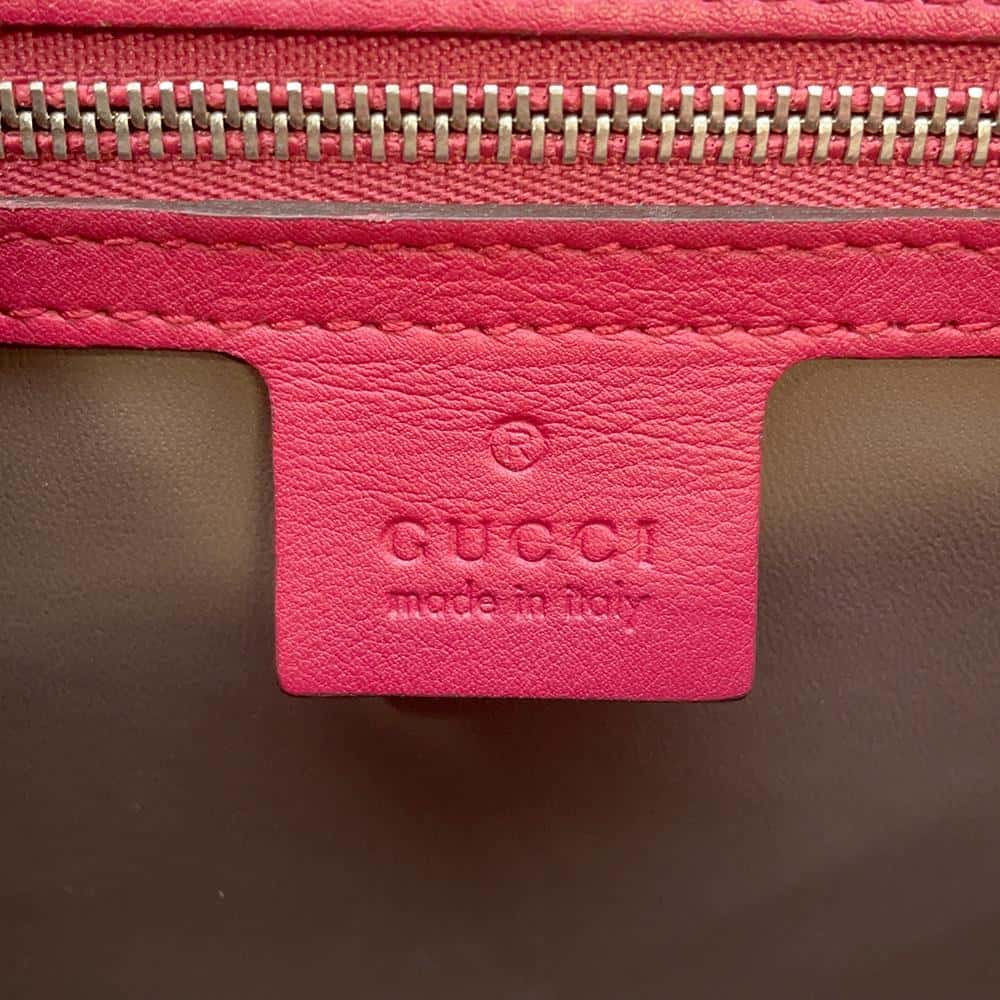 GUCCI Interlocking G Chain Shoulder Pink 387606 Patent Leather