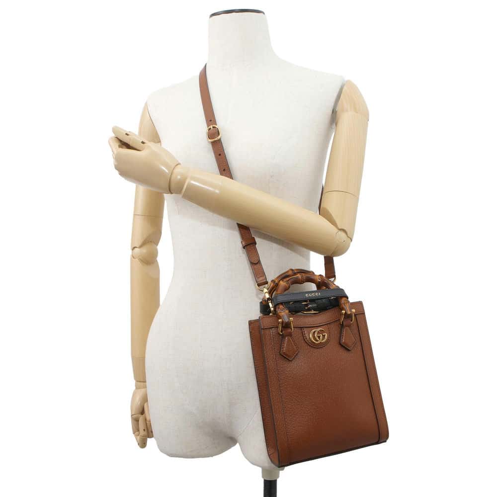 GUCCI Diana 2wayTote Bag Brown 739079 Leather Size Mini