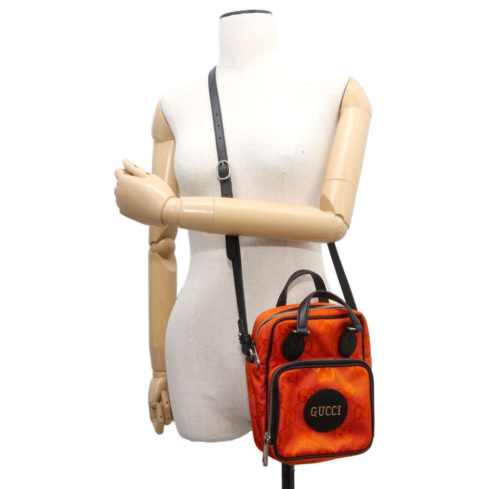 GUCCI GG Canvas Off the Grid 2way Shoulder Bag Orange/Black 625850 Nylon Leather