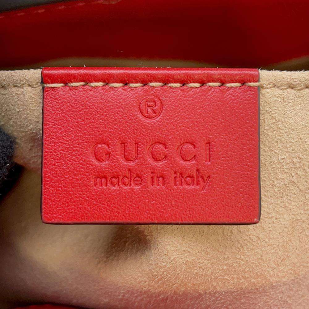 GUCCI GG Apple ChainShoulder Bag Beige/Red 498156 GG SupremeCanvas Leather