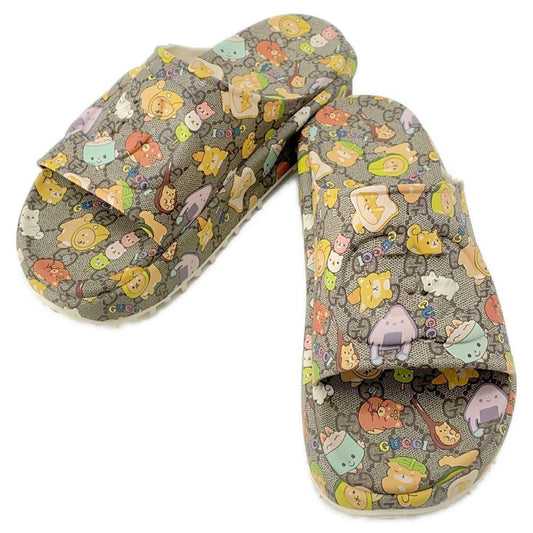 GUCCI Animal Print Sandals Beige/Multicolor 737518 Rubber Size 10