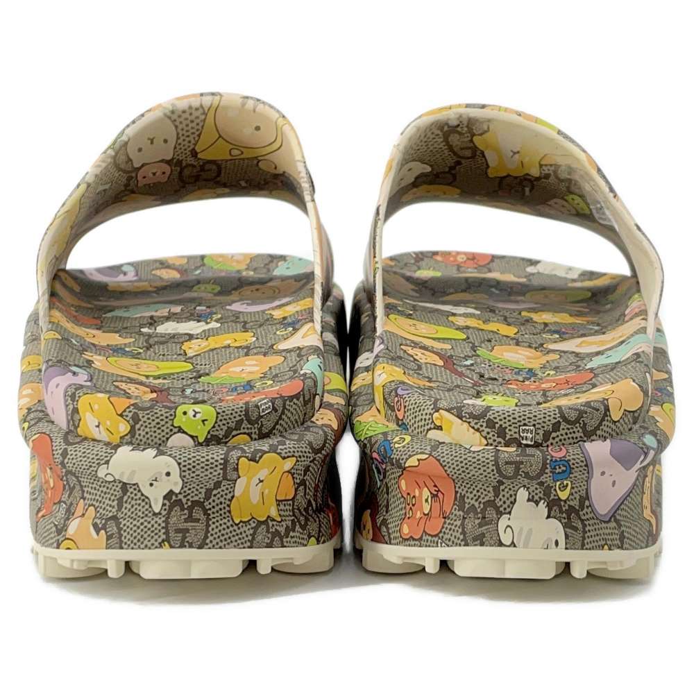 GUCCI Animal Print Sandals Beige/Multicolor 737518 Rubber Size 10
