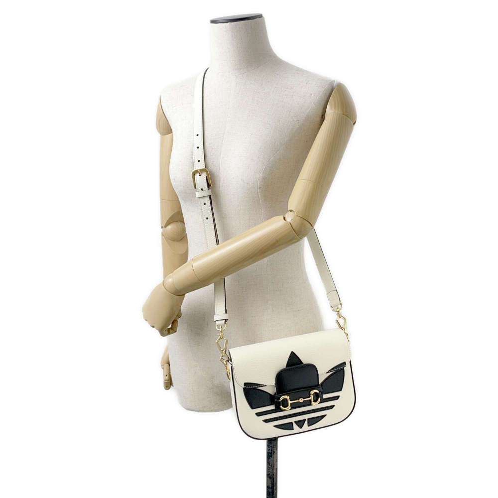 GUCCI Adidas collaboration Horsebit1955 Shoulder Bag Black/White 658574 Leather
