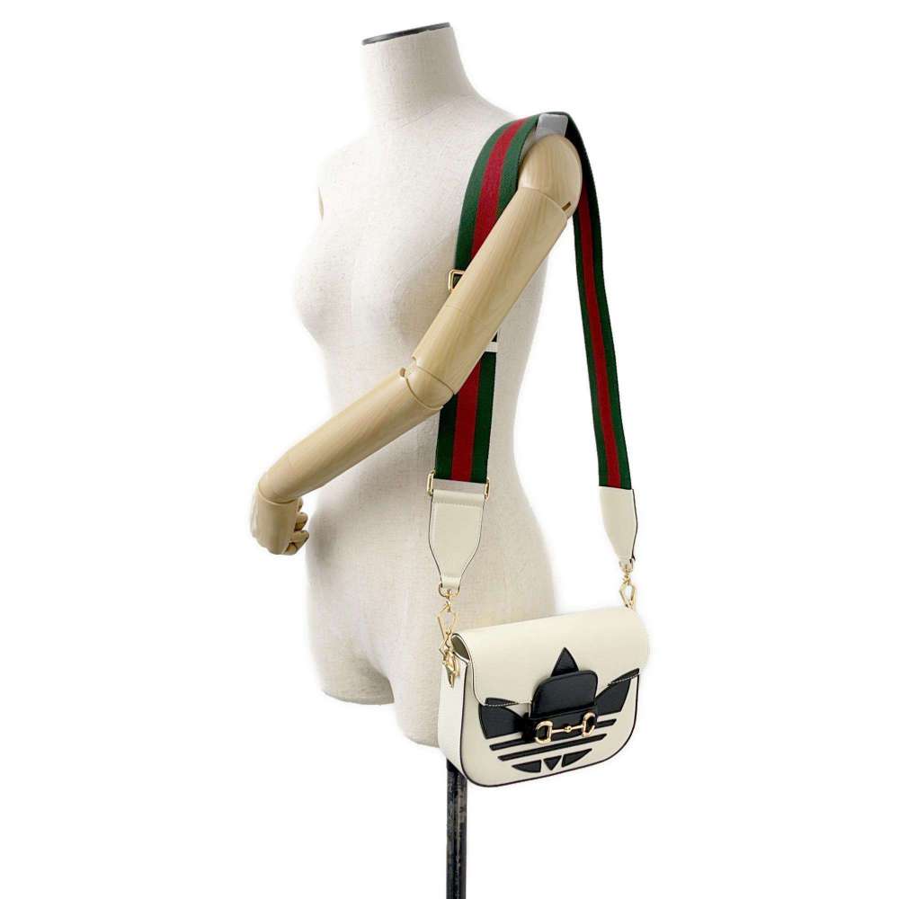 GUCCI Adidas collaboration Horsebit1955 Shoulder Bag Black/White 658574 Leather