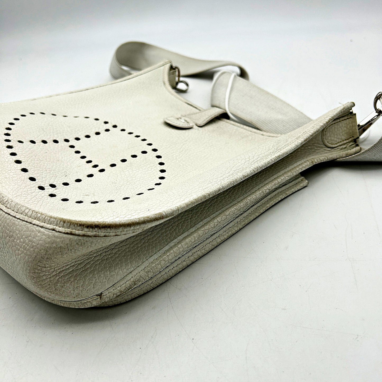 HERMES Taurillon Clemence Evelyne III PM Gris Perle Bleu Lin LA28861
