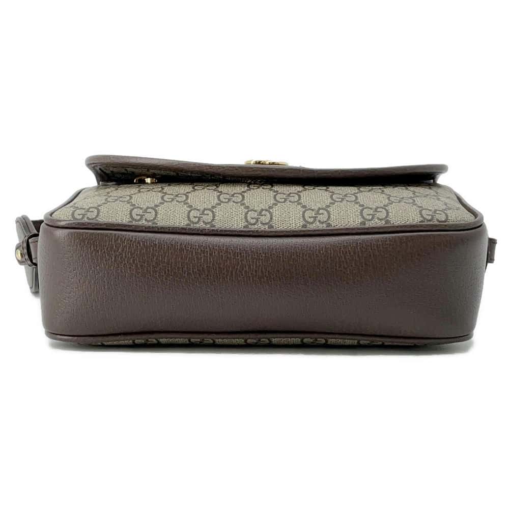GUCCI Ophidia GG Shoulder Bag Beige/Brown 722117 PVC Leather Size Small