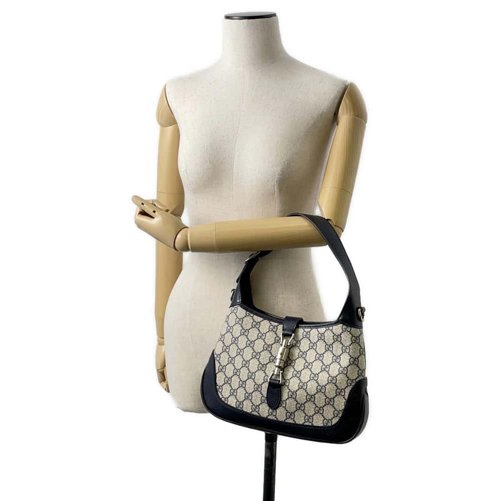 GUCCI Jackie 1961 Shoulder Bag Black/Beige 678843 PVC Leather Size Small