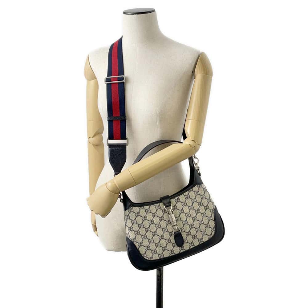 GUCCI Jackie 1961 Shoulder Bag Black/Beige 678843 PVC Leather Size Small