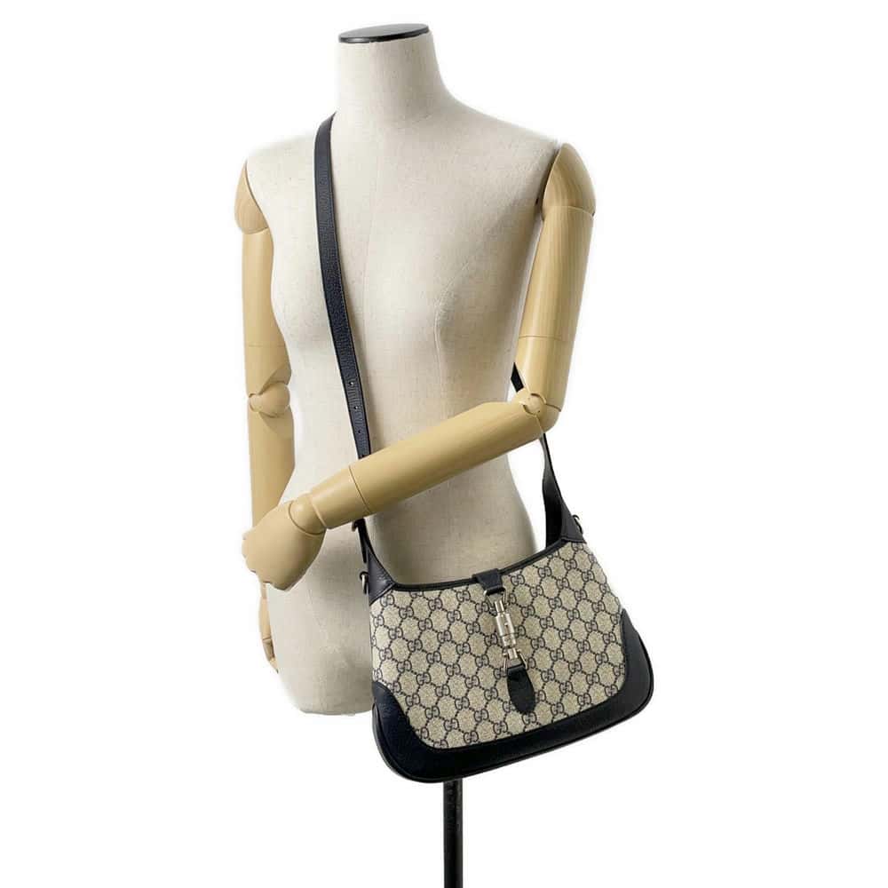 GUCCI Jackie 1961 Shoulder Bag Black/Beige 678843 PVC Leather Size Small