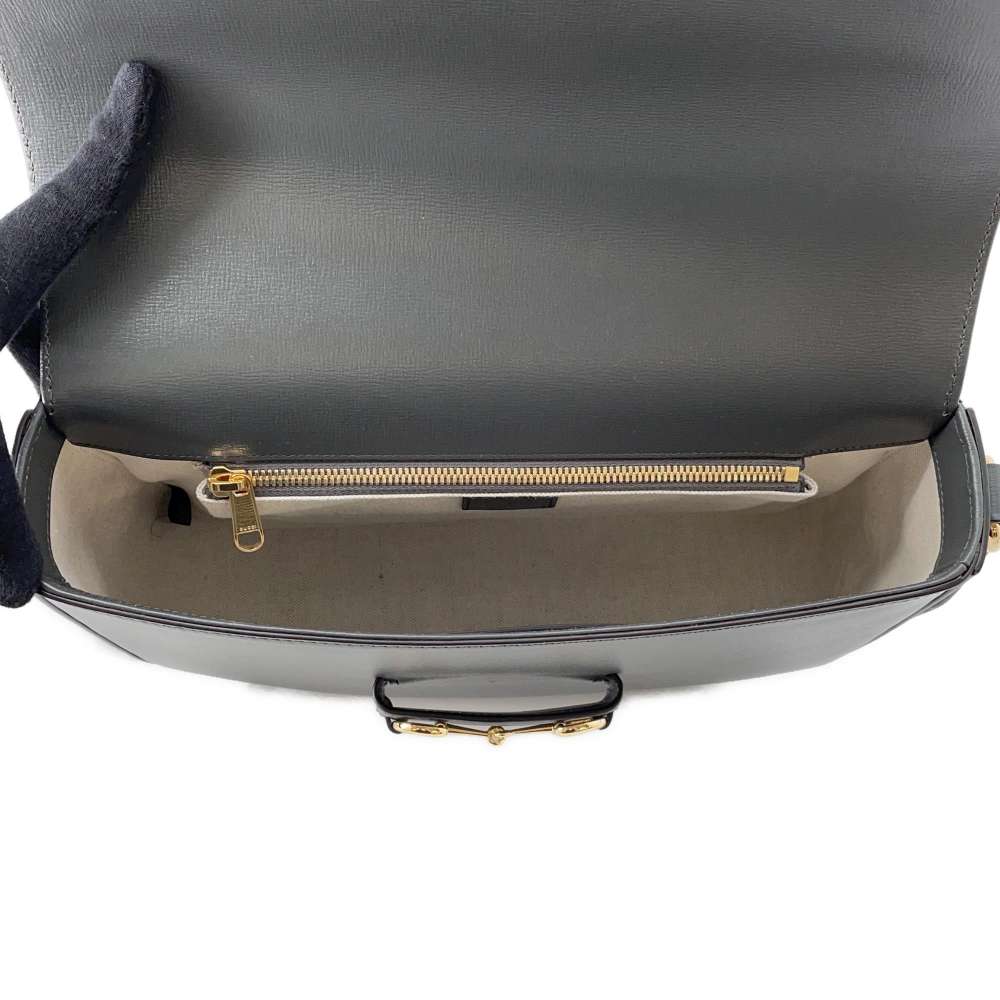 GUCCI Horsebit1955 Shoulder Bag Gray 700457 Leather