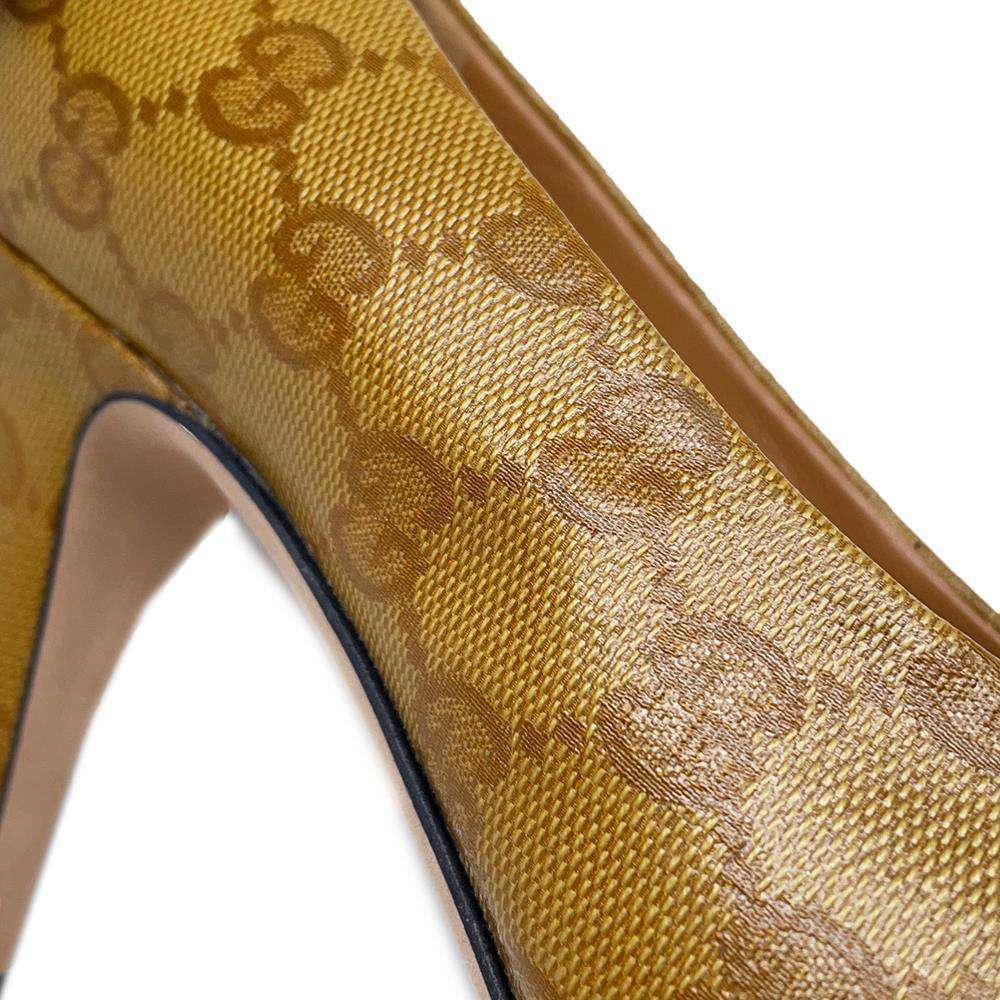 GUCCI Adidas Collaboration GG Crystal Pumps Beige 702221 Leather Size 38