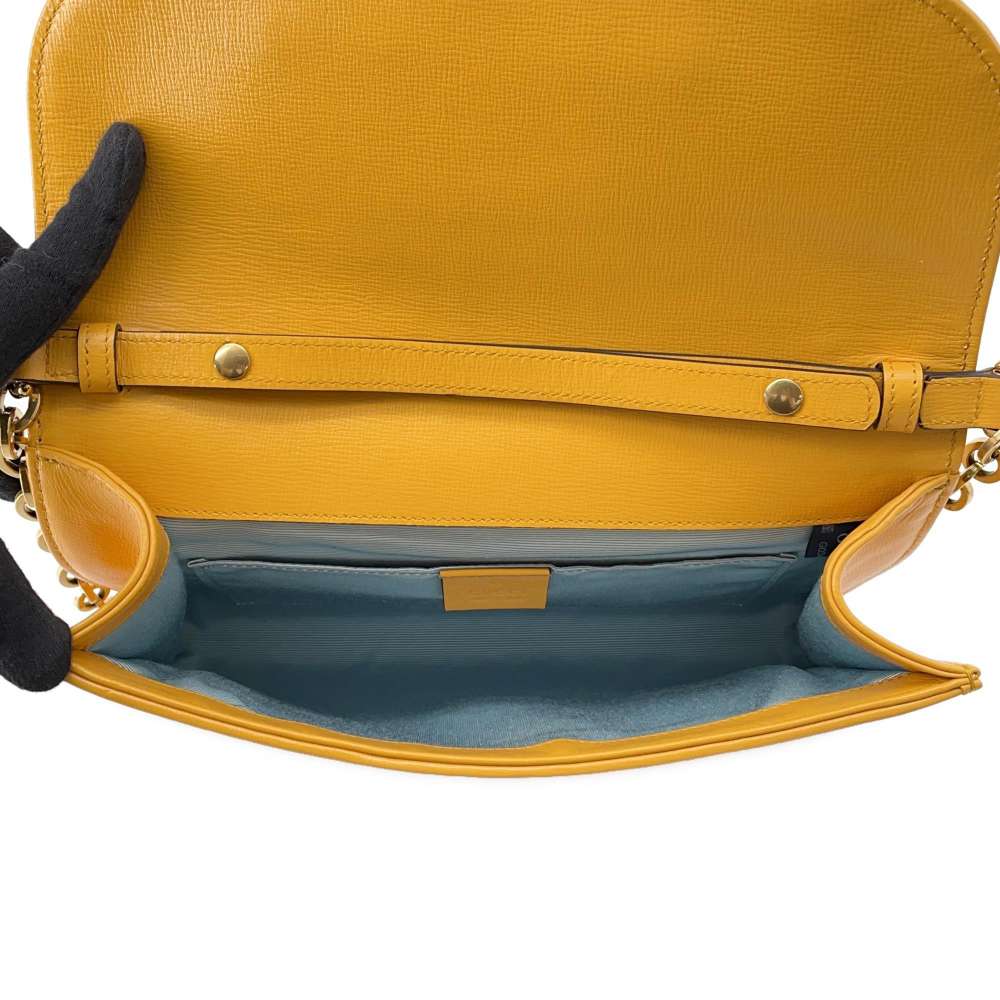 GUCCI Horsebit 2wayChainShoulder Bag Yellow 655667 Straw Leather