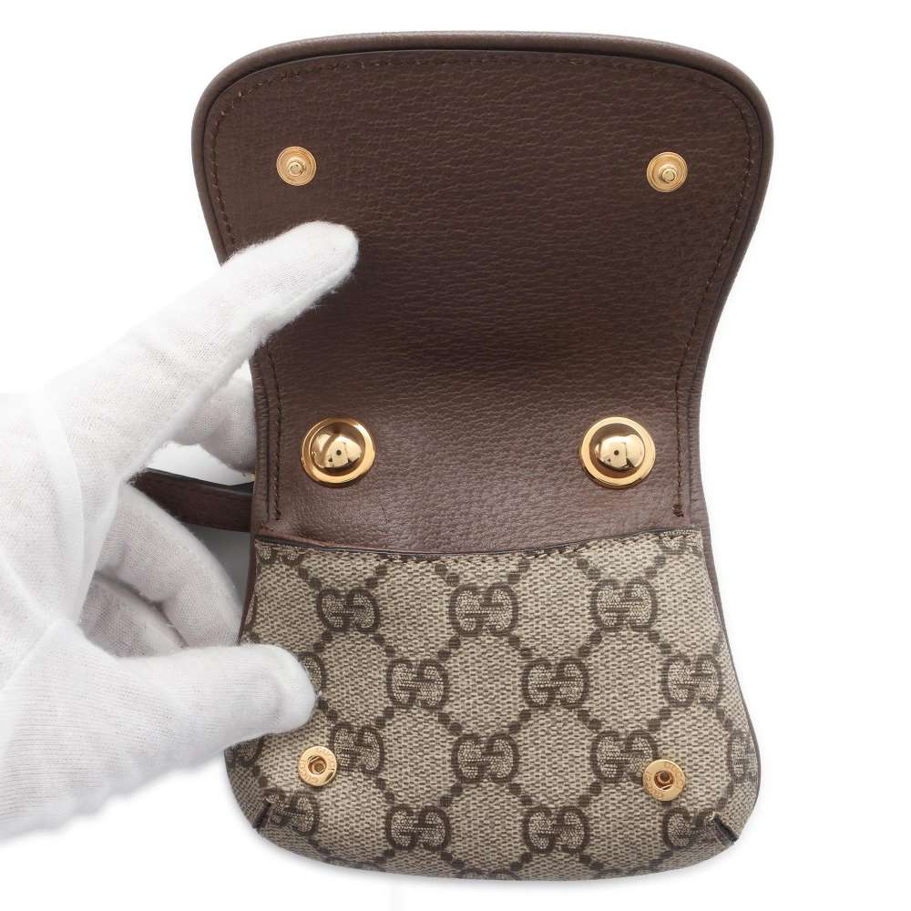 GUCCI GG Supreme Blondie Shoulder Card Case Beige/Brown 698635 PVC/Leather