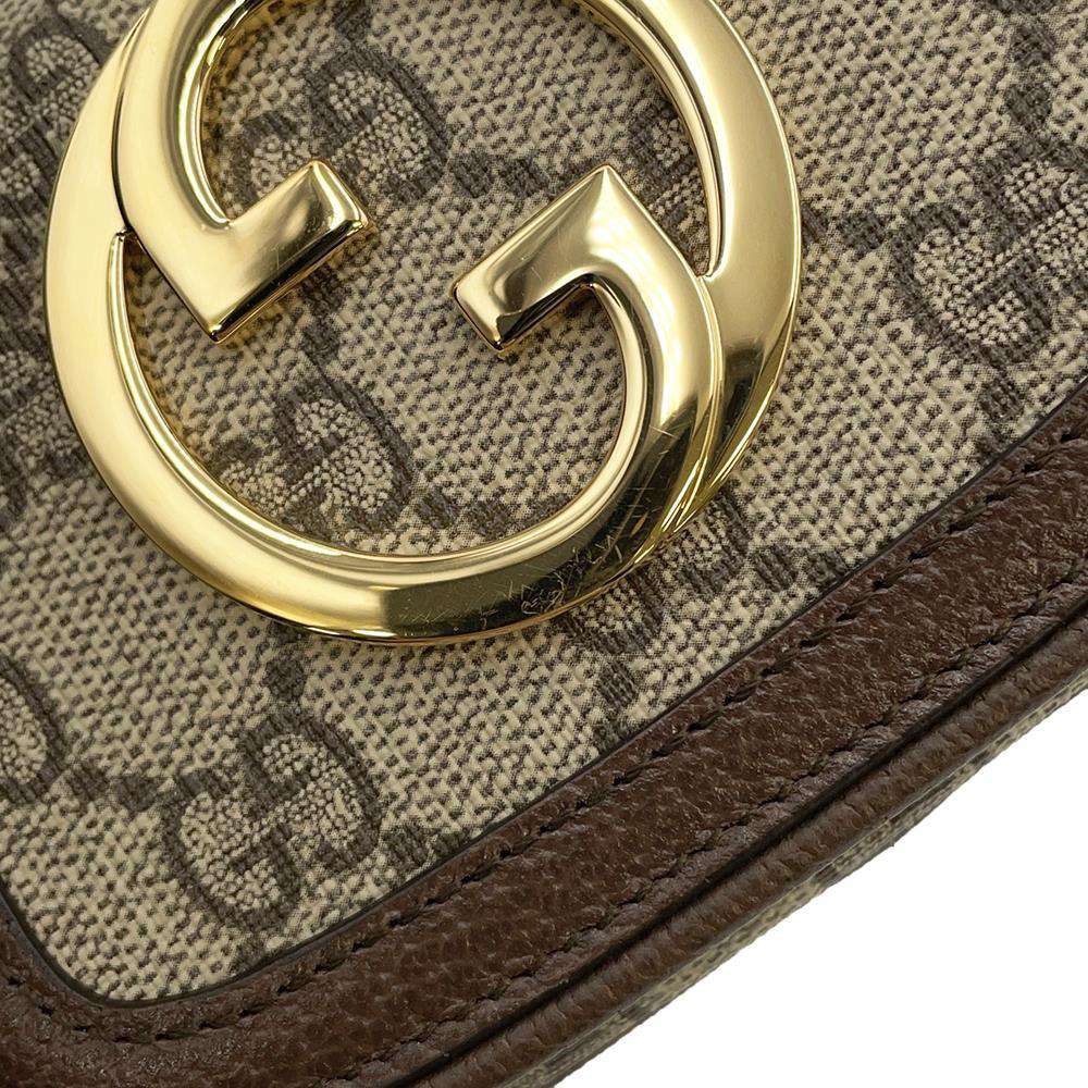 GUCCI GG Supreme Blondie Shoulder Card Case Beige/Brown 698635 PVC/Leather