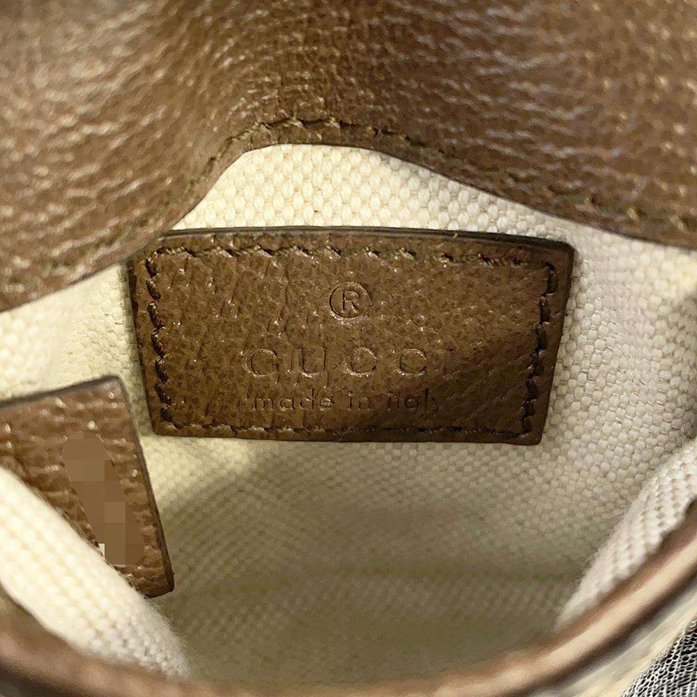 GUCCI GG Supreme Blondie Shoulder Card Case Beige/Brown 698635 PVC/Leather