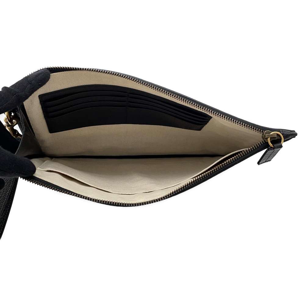 GUCCI Animalier BEE Clutch Bag Black 523684 Leather