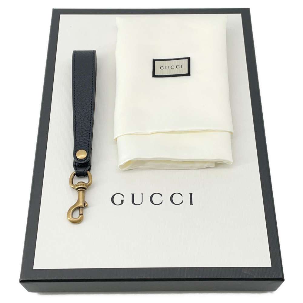 GUCCI Animalier BEE Clutch Bag Black 523684 Leather