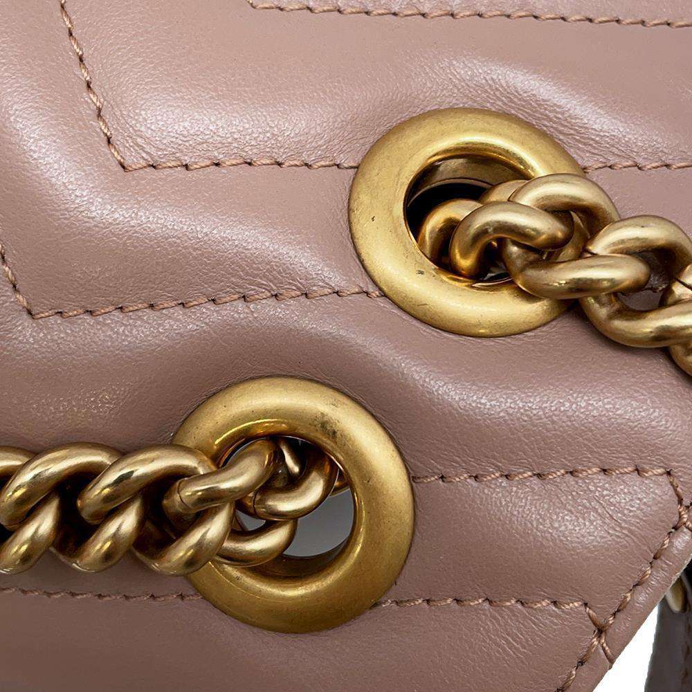 GUCCI GG MarmontQuilted ChainShoulder Jasmin Flower 443497 Leather