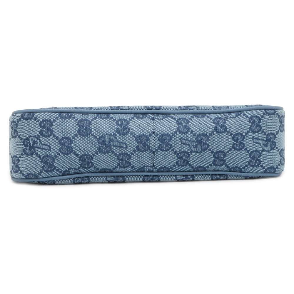 GUCCI PALACE x GUCCI Collaboration Half Moon Mini Shoulder Bag Blue 723737 GG Canvas Leather