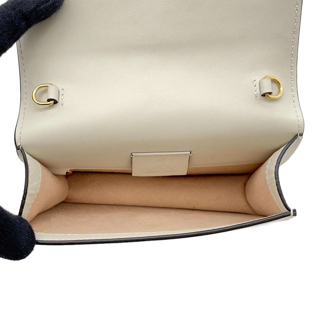 GUCCI Sylvie ChainShoulder White 494646 Leather Size Mini
