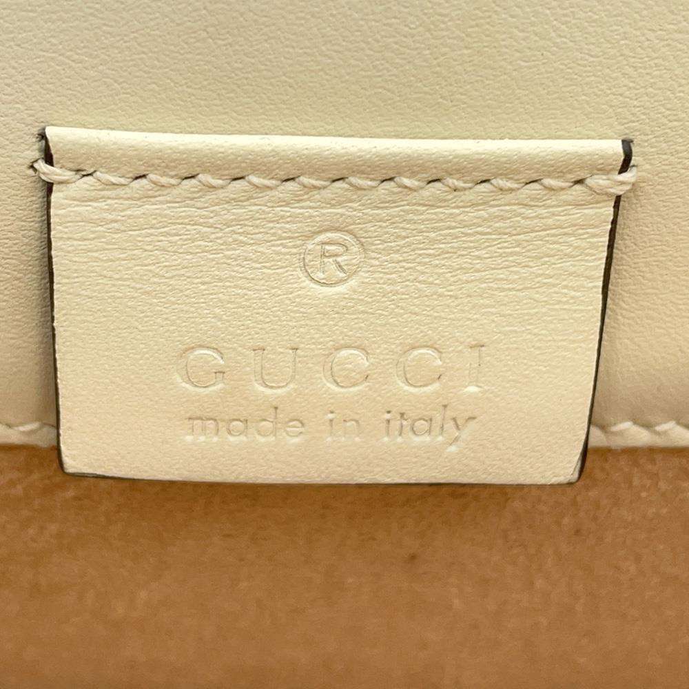 GUCCI Sylvie ChainShoulder White 494646 Leather Size Mini