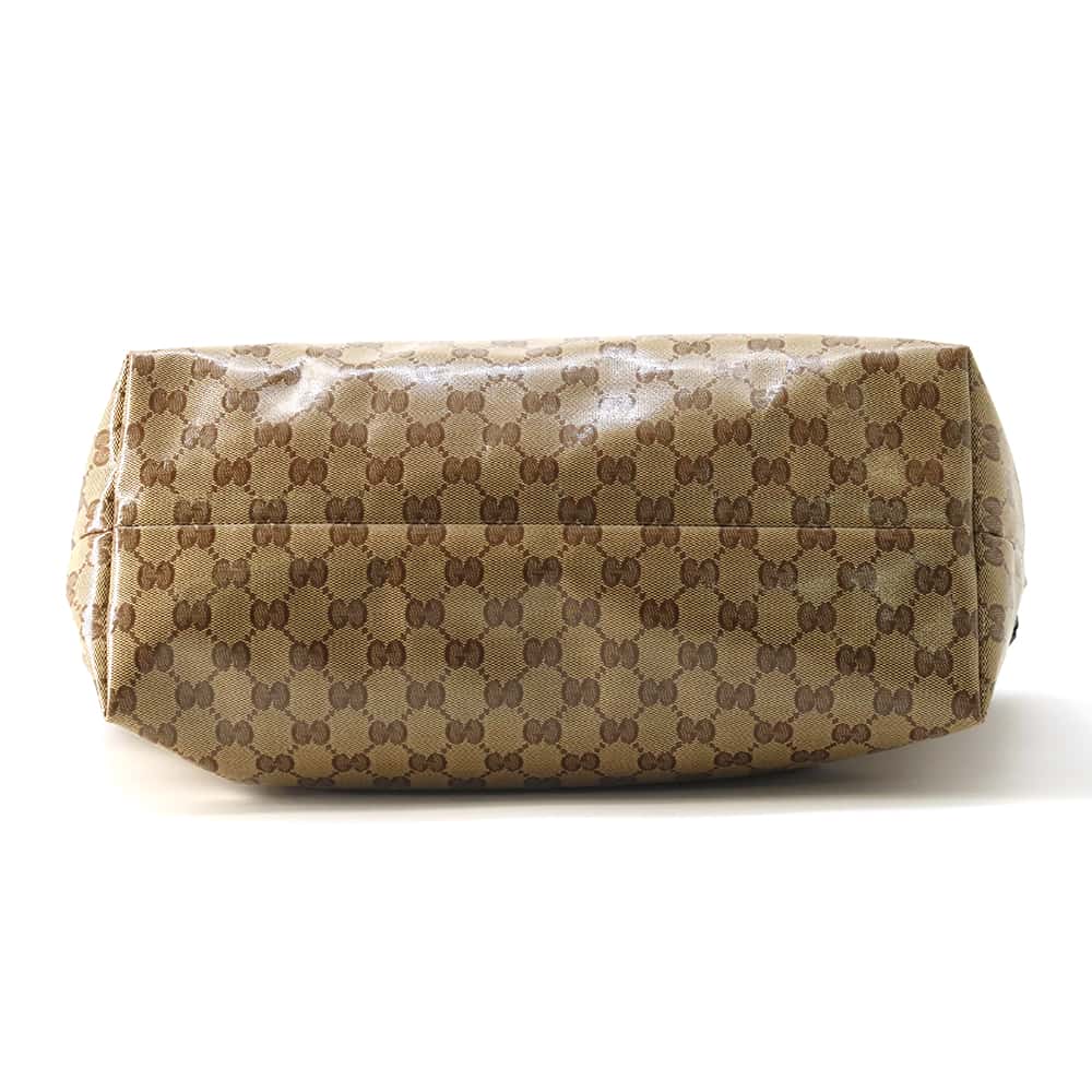 GUCCI GG Crystal Bamboo Tassel Tote Bag Brown/Beige 354665 PVC Coated Canvas Leather