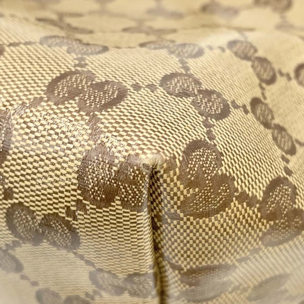 GUCCI GG Crystal Bamboo Tassel Tote Bag Brown/Beige 354665 PVC Coated Canvas Leather