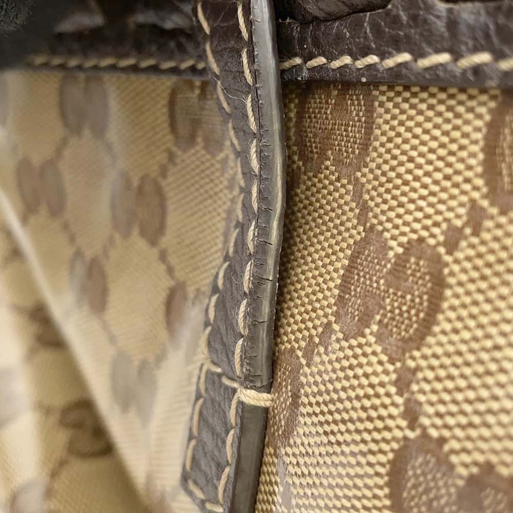 GUCCI GG Crystal Bamboo Tassel Tote Bag Brown/Beige 354665 PVC Coated Canvas Leather