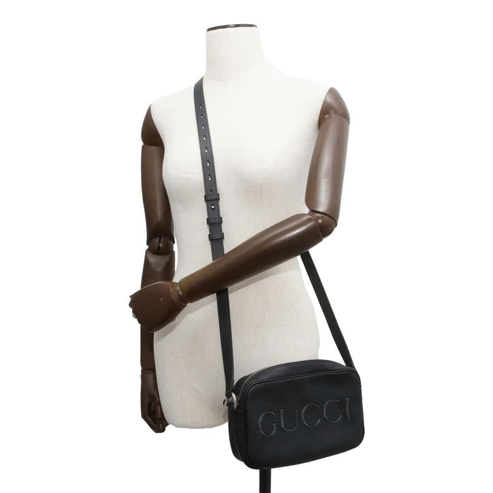 GUCCI GG Supreme Shoulder Bag Black 768391 Leather Size Mini