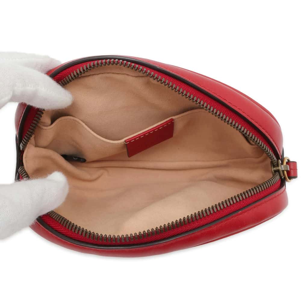 GUCCI Crossbody Bag GG Marmont Red 476434 Leather