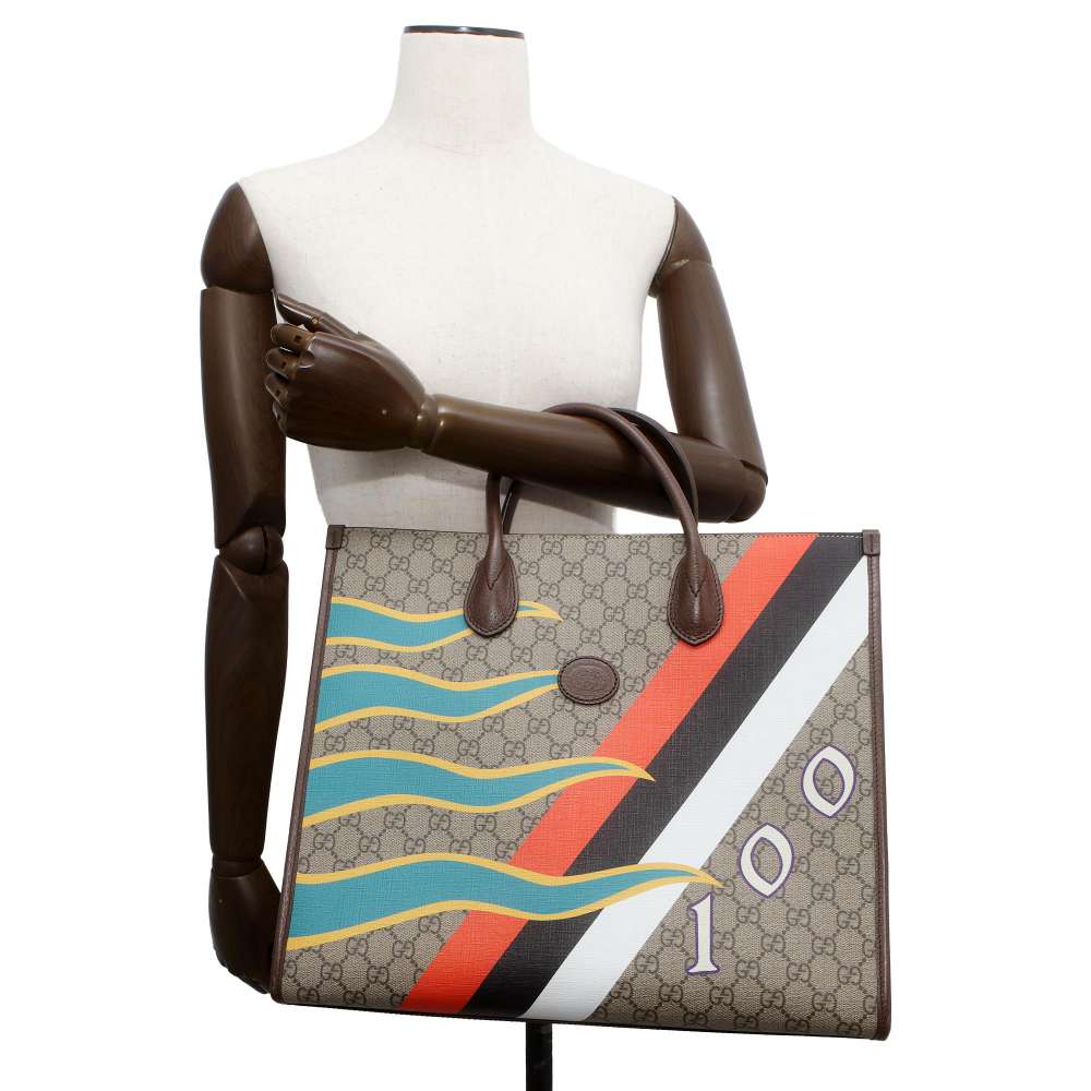 GUCCI Interlocking G Medium Tote Bag Beige/Brown/Multicolor 674148 PVC Leather