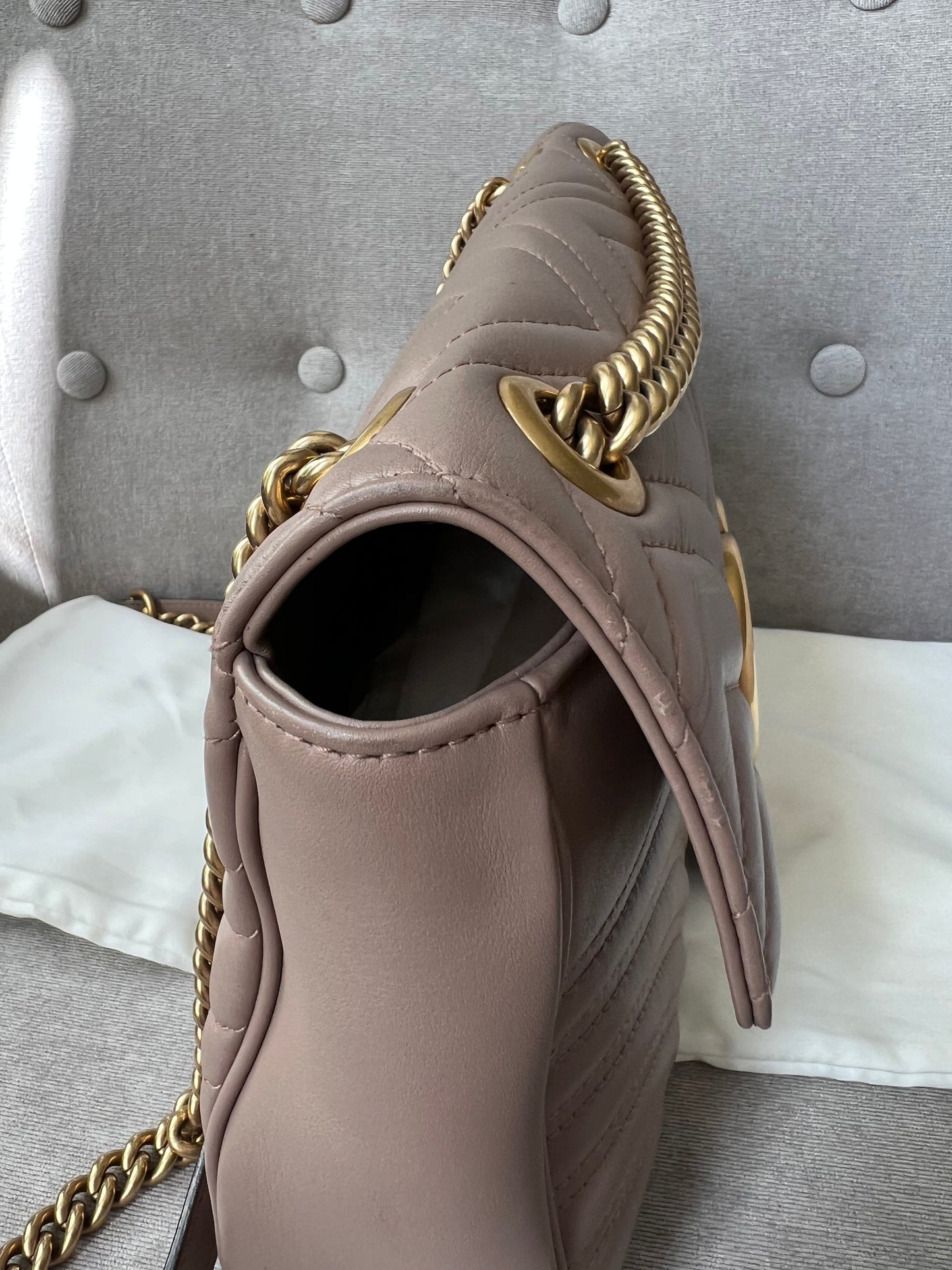 Gucci GG Dusty Pink Marmont Medium Shoulder Bag