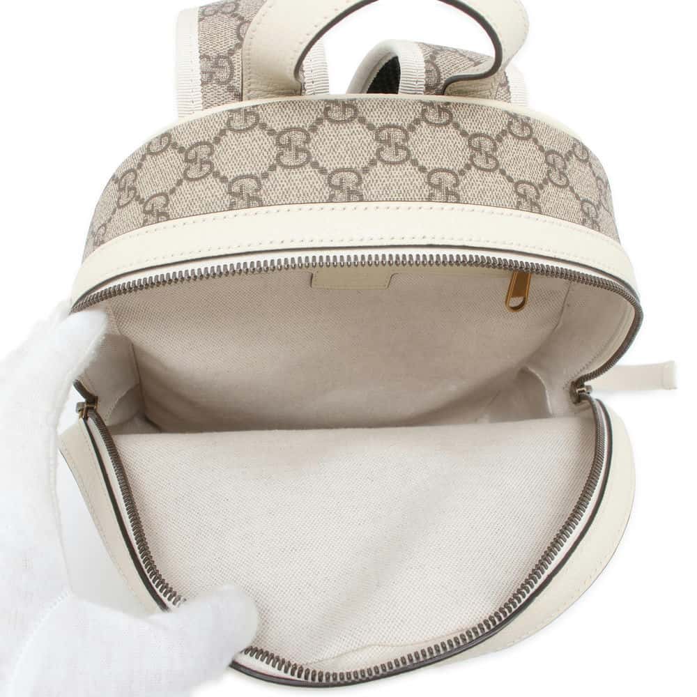 GUCCI Ophidia GG Supreme Backpack Beige/White 547965 GG Supreme Canvas Leather
