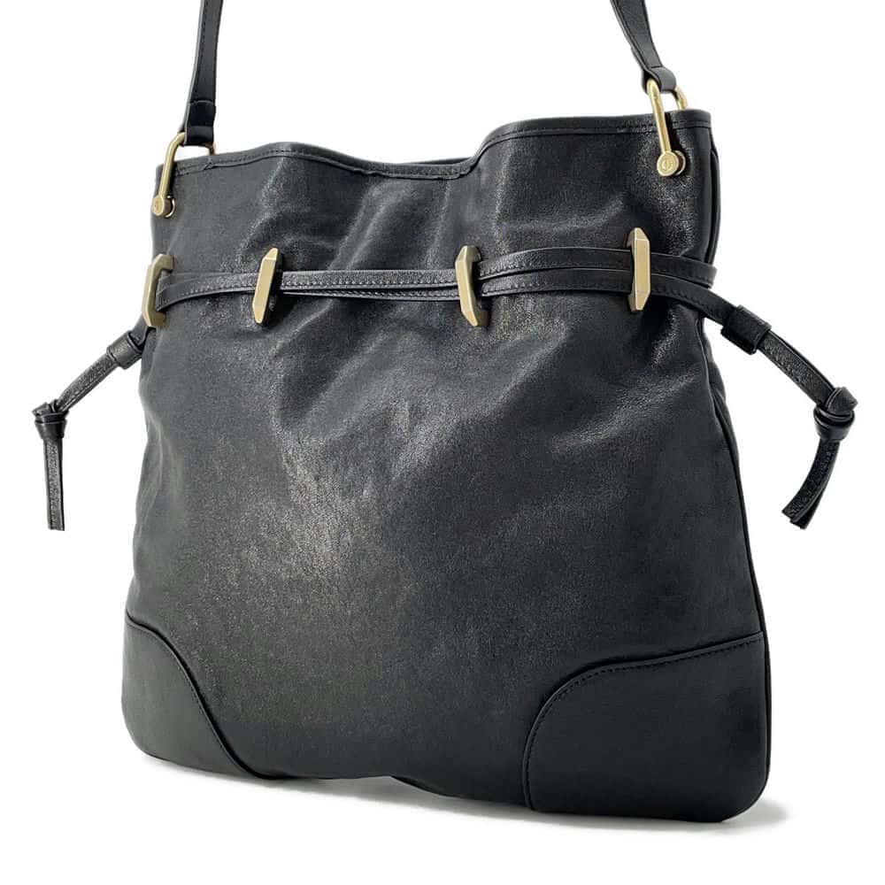 GUCCI Horsebit Shoulder Bag Black 602089 Leather