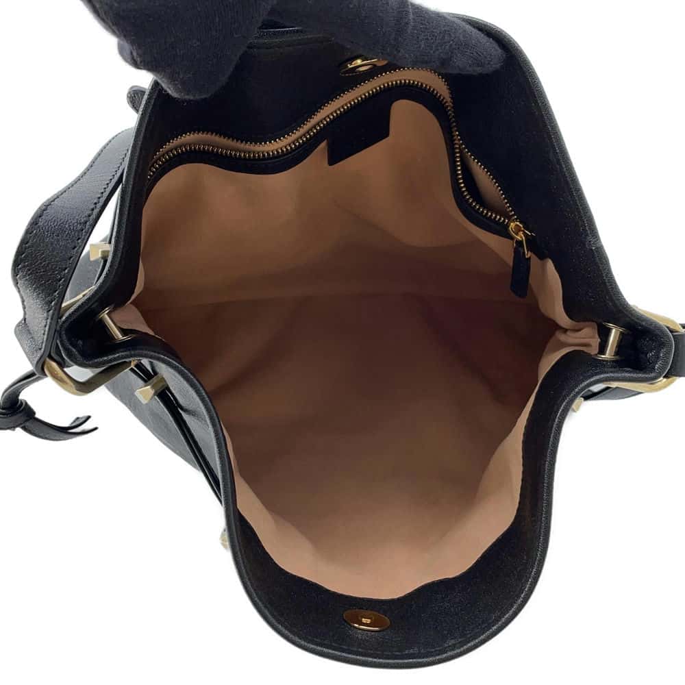 GUCCI Horsebit Shoulder Bag Black 602089 Leather