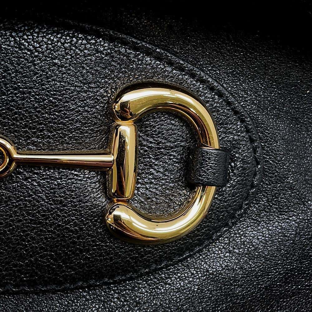 GUCCI Horsebit Shoulder Bag Black 602089 Leather