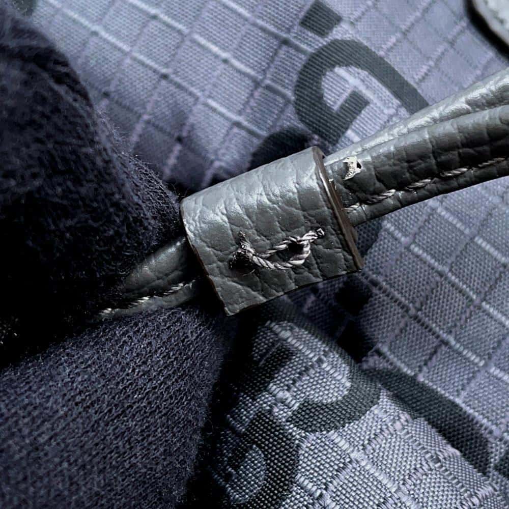 GUCCI GGNylon Ripstop Tote Bag Gray 767929 GGNylon Leather