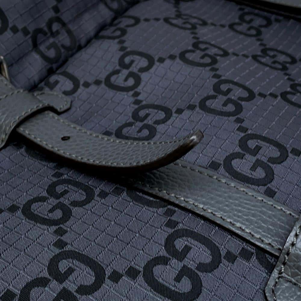 GUCCI GGNylon Ripstop Tote Bag Gray 767929 GGNylon Leather