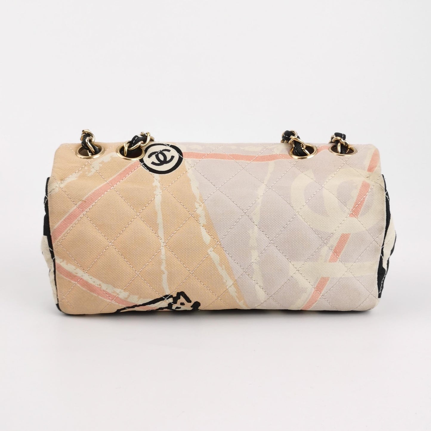 Chanel Baguette Flap Multicolor Eiffel Tower Print Cloth Shoulder Bag