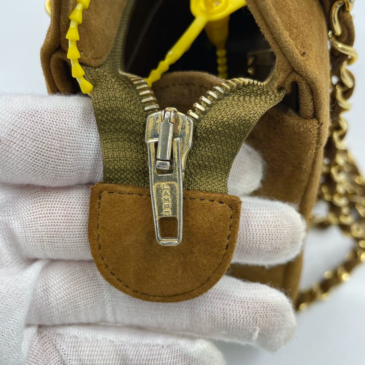 Chanel Matelasse Tan Brown Suede Gold Double Chain Coco Charm Medium Shoulder Bag