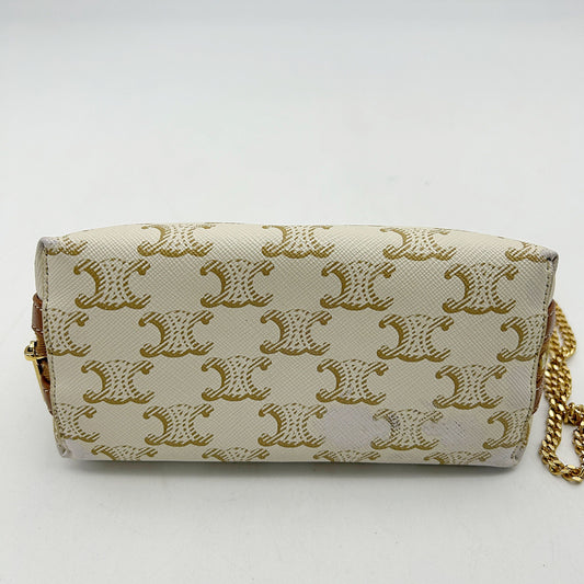 Céline Cream Celine Triomphe Clutch On Chain Crossbody Bag Leather LA41893