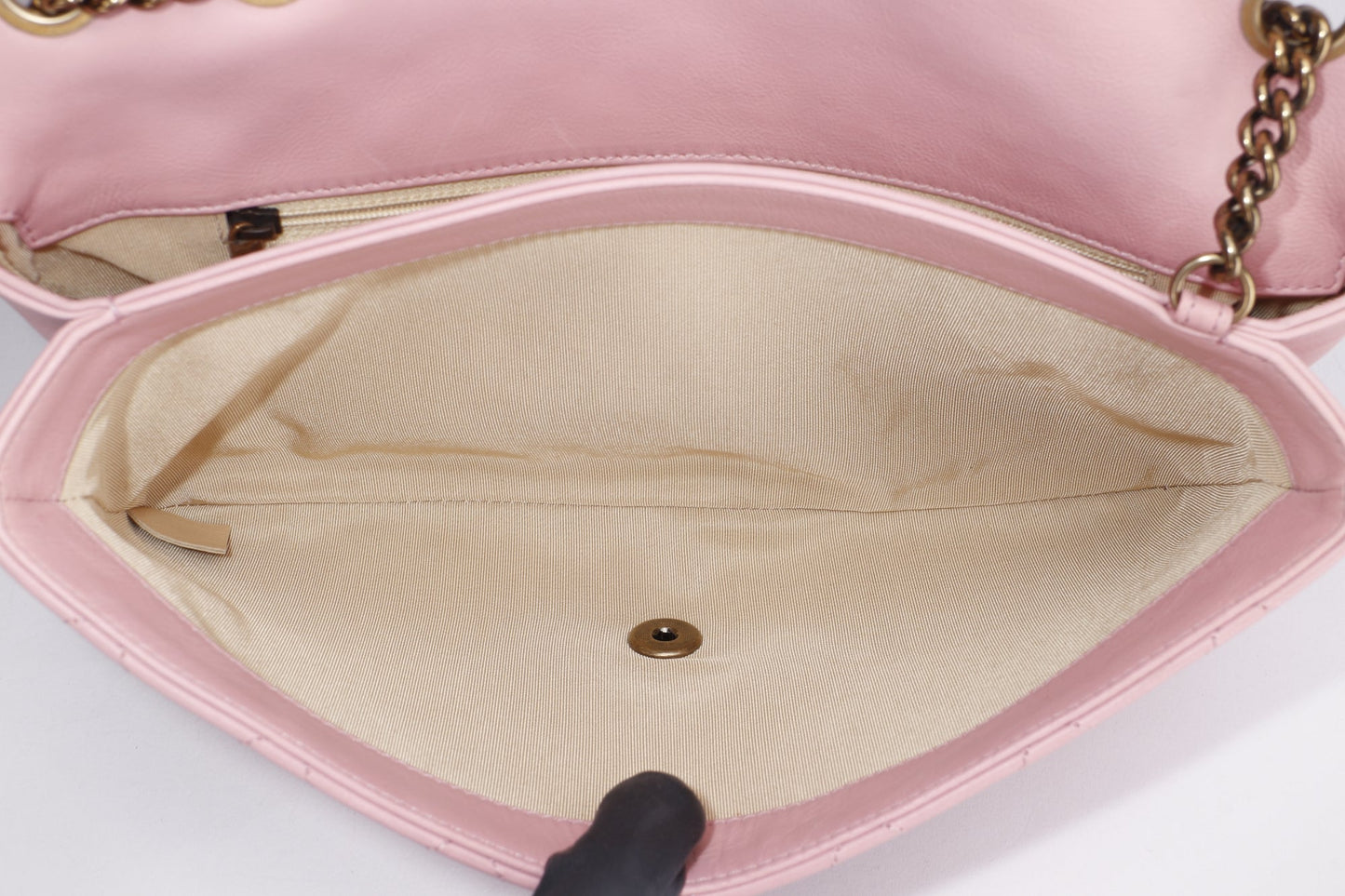 Chanel Quilted Pink Calf Leather Zippy Compartment Shoulder Bag (1875xxxx) width 28cm, Gold Chain, with  & Dust Cover