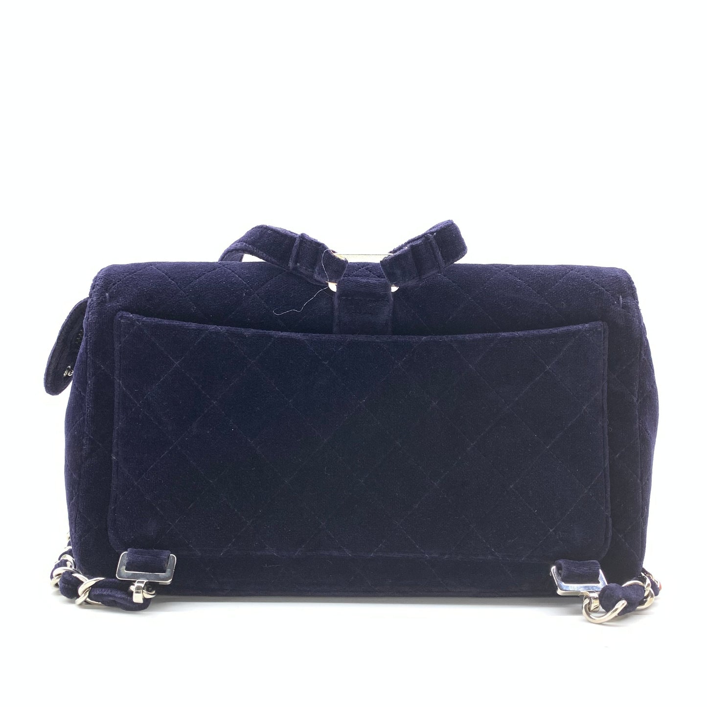 Chanel Navy Velvet Shoulder Flap Blackpack Vintage Silver HW, 1996