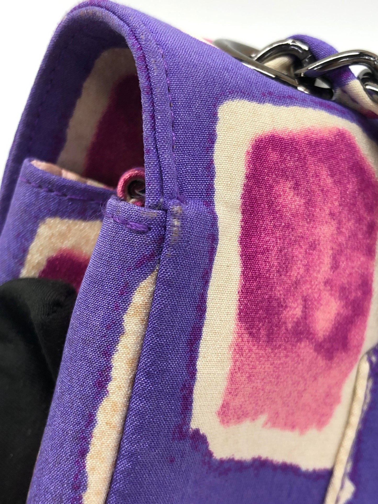 Chanel Flap Shoulder Bag Frame Purple Pink Cloth 2000-2002 Single Chain
