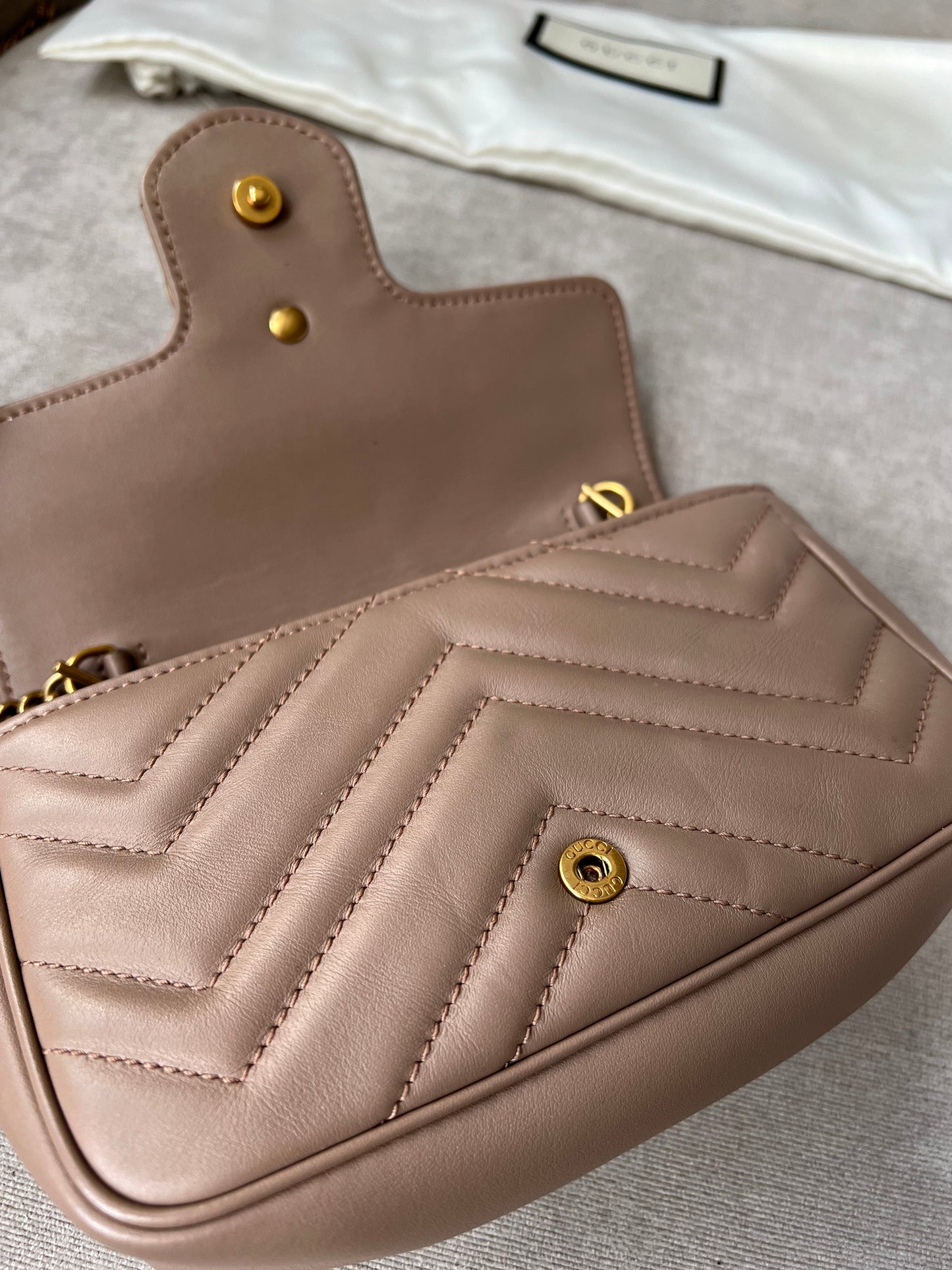 Gucci GG Dusty Pink Marmont Super Mini Shoulder Bag