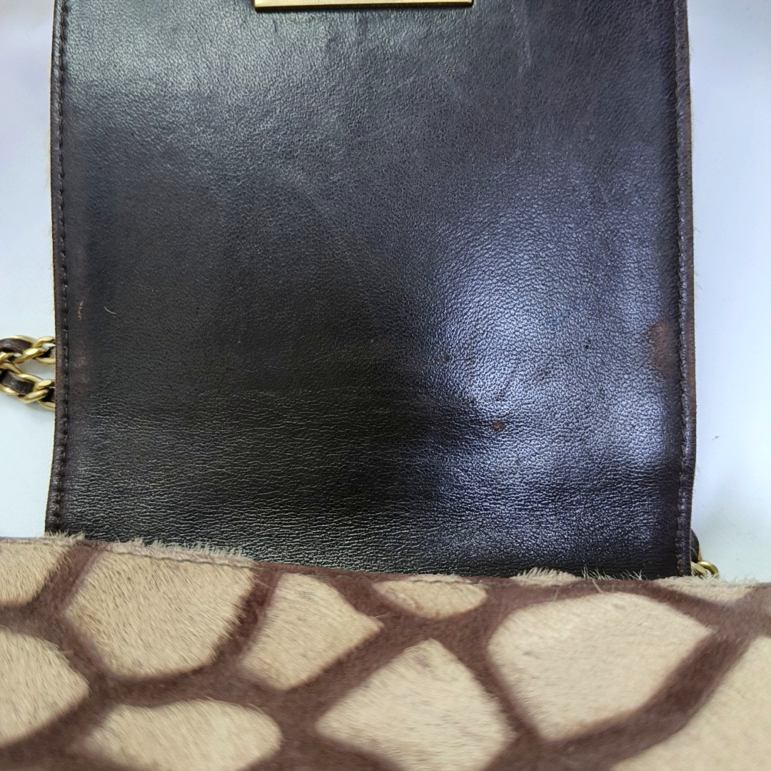 Chanel Brown Beige Giraffe Print Pony Hair Accordion 2.55 Reissue Shoulder bag