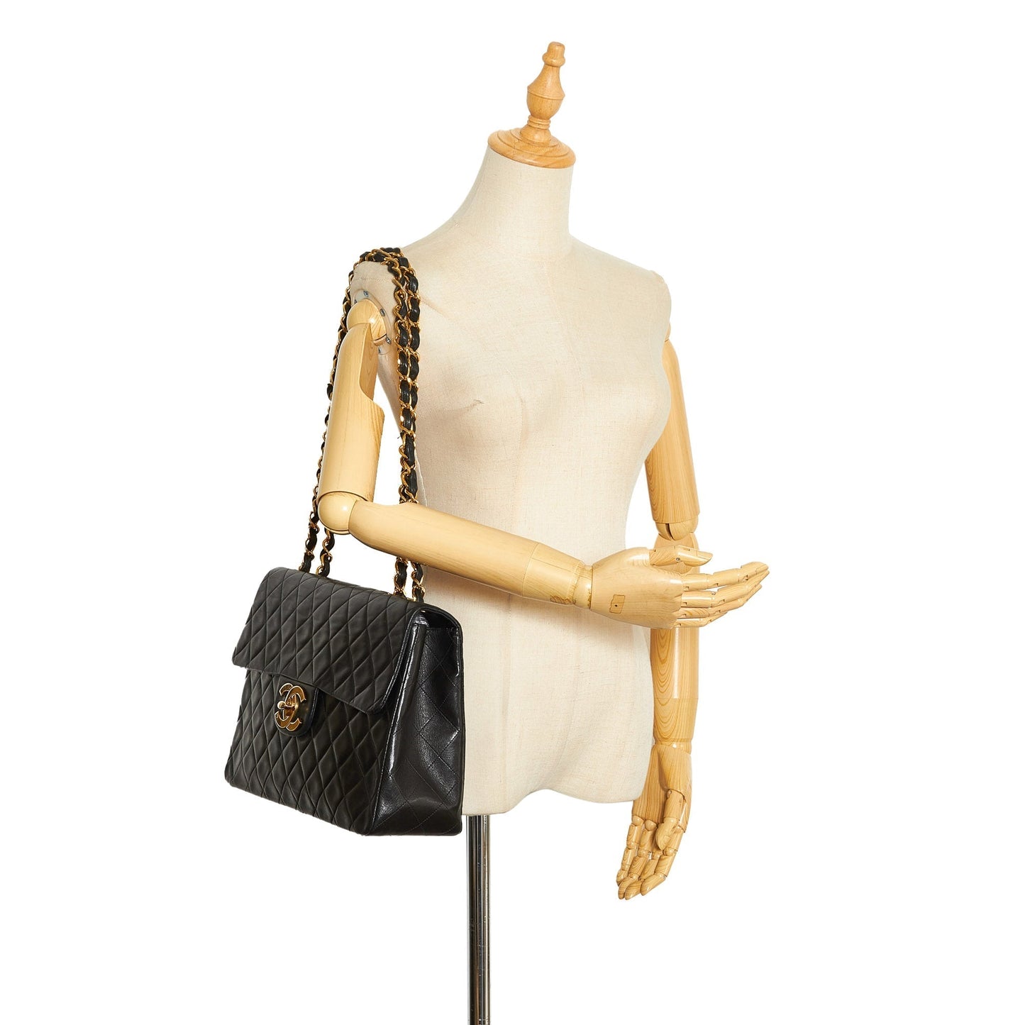 Black Chanel Maxi XL Classic Lambskin Single Flap Shoulder Bag
